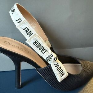 Dior Black High-Heeled Pumps with Adjustable Strap